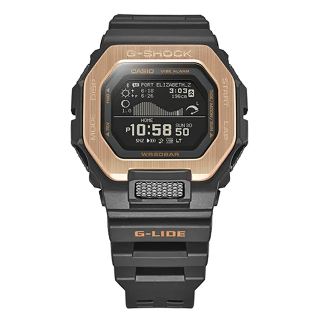 【CASIO 卡西歐】G-SHOCK 極限運動G-LIDE 藍芽電子錶(黑/玫瑰金 GBX-100NS-4)