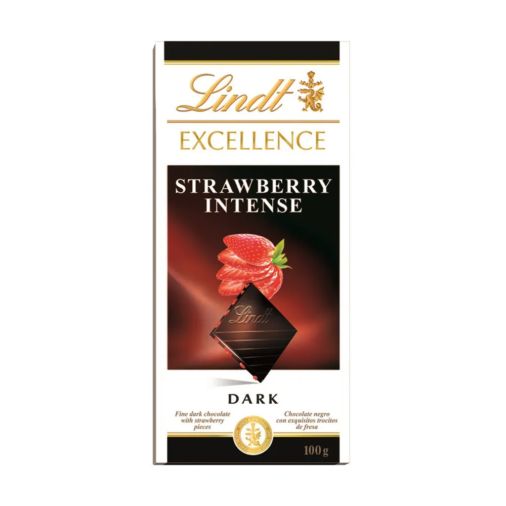 【Lindt 瑞士蓮】極醇系列草莓夾餡黑巧克力 100g(黑巧克力)