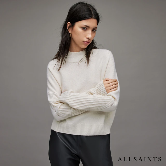 【ALLSAINTS】ORION 喀什米爾羊毛針織上衣毛衣-象牙白(舒適版型)