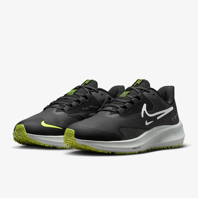 【NIKE 耐吉】Nike Air Zoom Pegasus 39 Shield 男黑防潑水慢跑鞋 KAORACER DO7625002