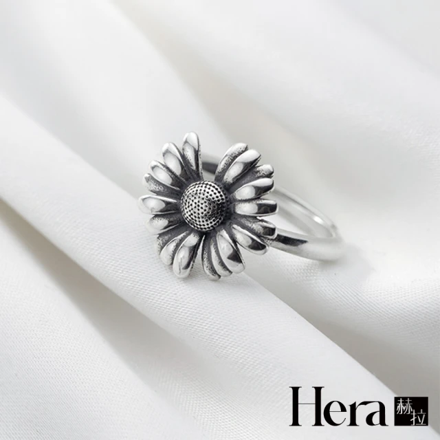 【HERA 赫拉】精鍍銀復古小雛菊開口戒指 H111112307(戒指)
