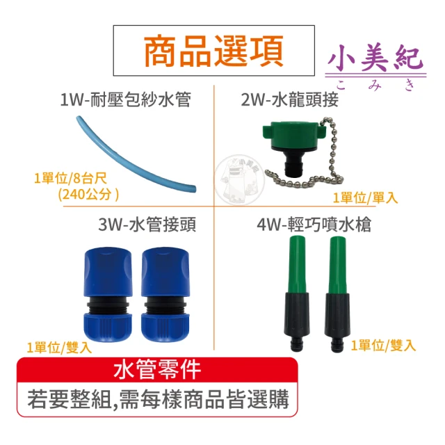 【小美紀】高級包紗水管 水龍頭接頭 水管接頭 輕巧噴水槍(高壓水管 防爆水管 快接頭 噴水槍 4分接頭)