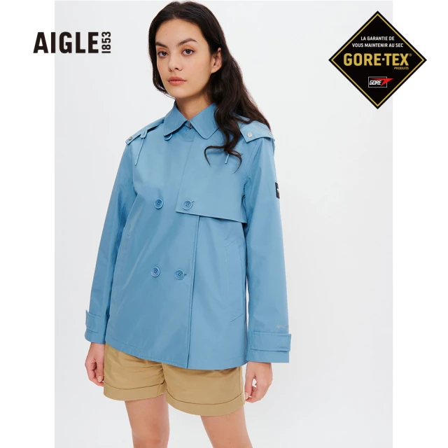 AIGLE【AIGLE】女 防水透氣短版風衣(AG-2P204A066 天空藍)