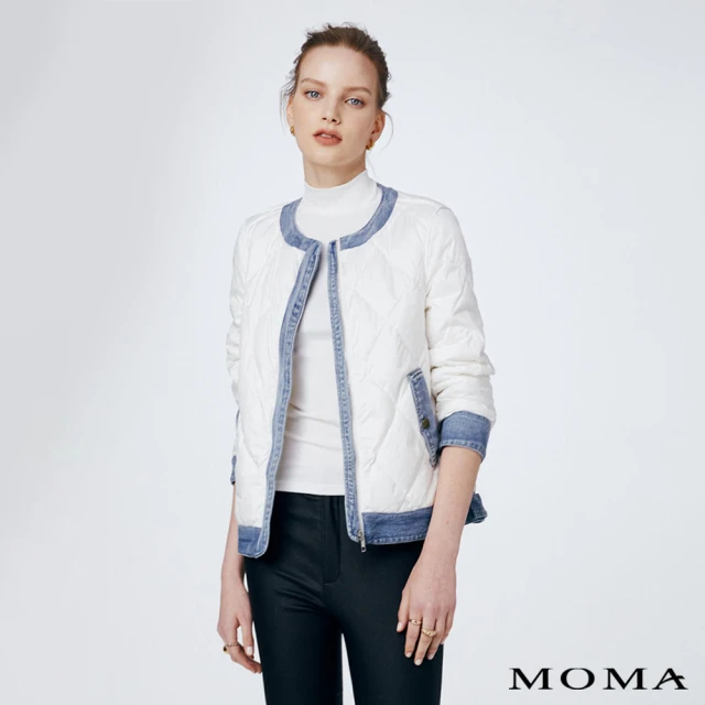 MOMA【MOMA】牛仔拼接羽絨外套(白色)