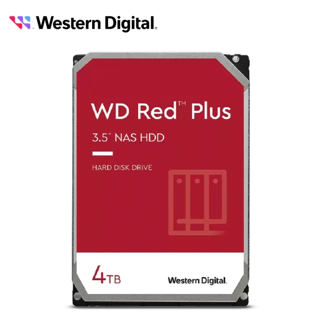 超值2入組 送無線滑鼠【WD 威騰】紅標 Plus 4TB NAS專用 3.5吋 SATA硬碟(WD40EFPX)