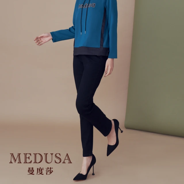 【MEDUSA 曼度莎】現貨-Icare 小熊鬆緊素黑高彈性牛仔褲（M-L）｜修身 合身 緊身(907-13002)