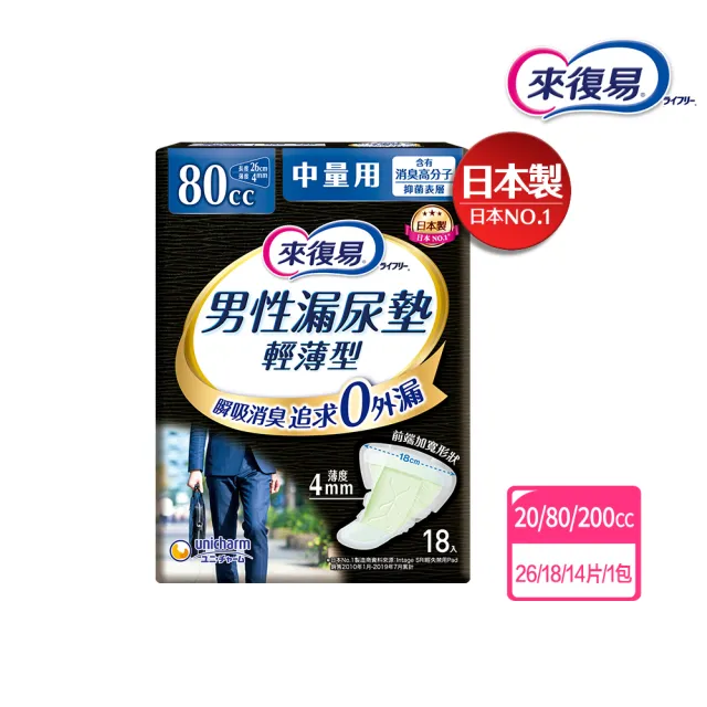 來復易】男性漏尿墊輕薄型(20cc少量/80cc中量/200cc特多量) - momo購物