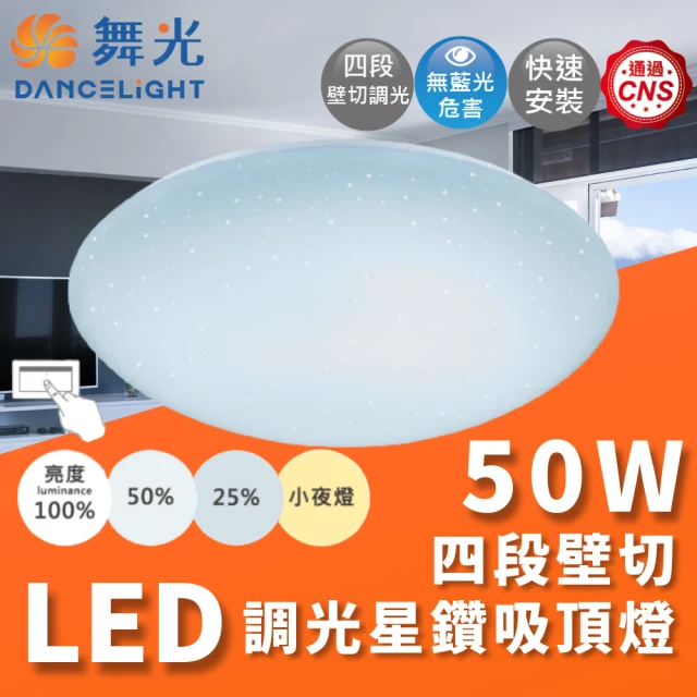 【DanceLight 舞光】LED 50W 四段壁切調光星鑽吸頂燈(可依不同照明需求調整亮度)