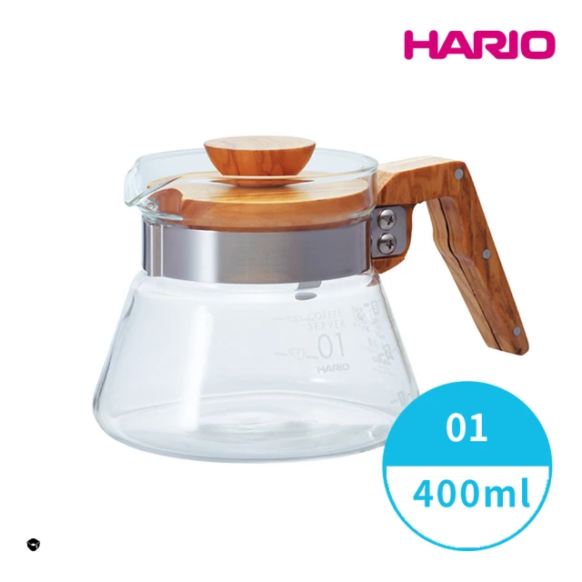 【HARIO】V60橄欖木好握系列 01原木色咖啡分享壺400ml(日本製 咖啡壺 手沖 分享壺 VCWN-40-OV)