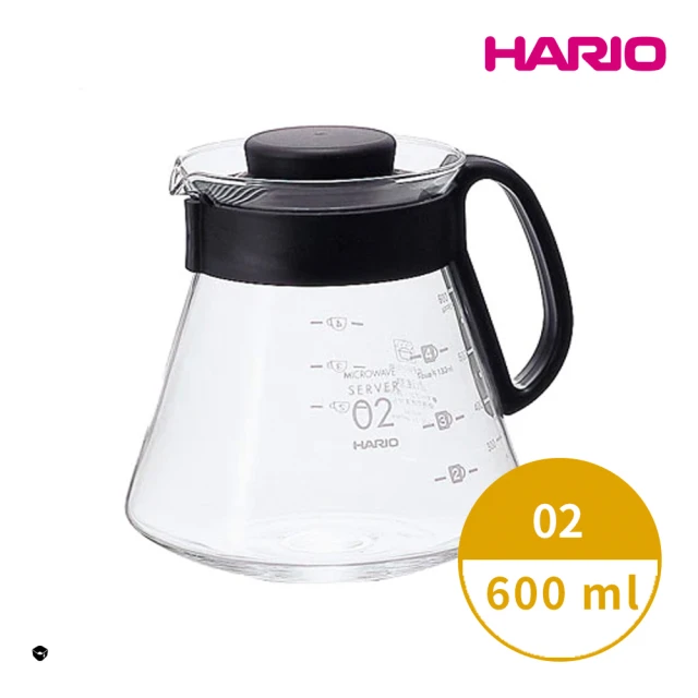 【HARIO】V60經典系列 02黑色60咖啡分享壺600ml(日本製 咖啡壺 手沖 分享壺 [XVD-60B-EX)