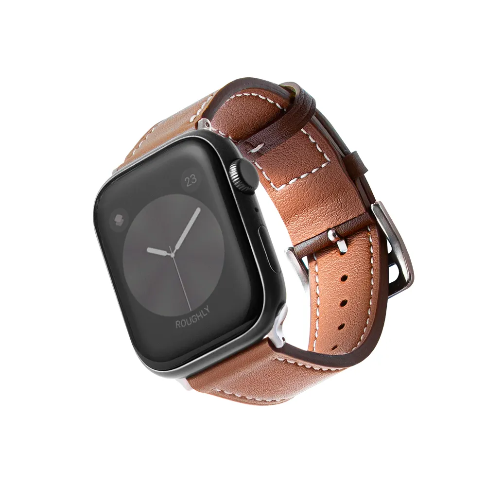 【B. leather】Apple Watch 8/7/6/5/4/3/2/1 錶帶 質感美學皮革錶帶 適用蘋果手錶(皮革棕)