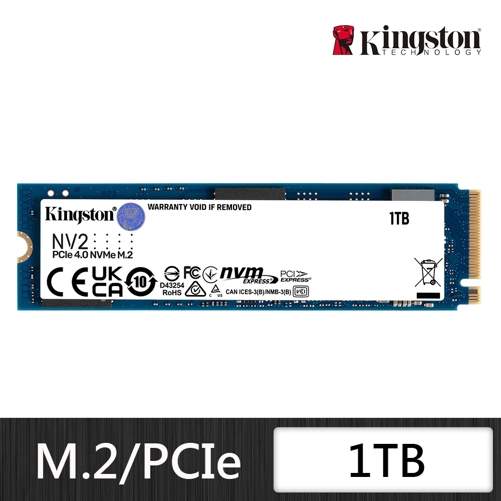 【Kingston 金士頓】1TB NV2 M.2 2280 PCIe 4.0 NVMe SSD 固態硬碟(★SNV2S1000G)