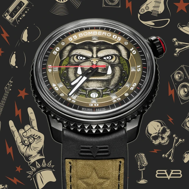 【BOMBERG】BB-01 Automatic 系列 軍綠色龐克鬥牛犬自動大三針腕錶