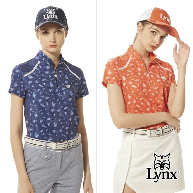 【Lynx Golf】女款吸汗速乾合身版娛樂小物透氣織帶造型短袖立領POLO衫/高爾夫球衫(二色)