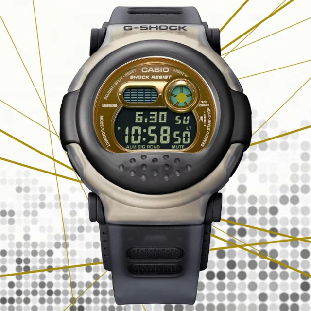 【CASIO 卡西歐】G-SHOCK 數位智慧藍芽雙錶圈設計電子錶-黑金(G-B001MVB-8 防水200米 錶圈可拆)