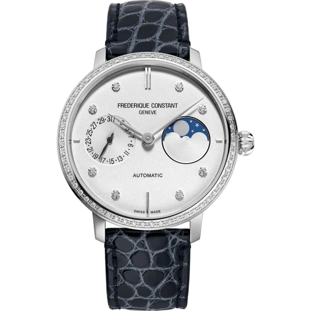 【CONSTANT 康斯登】SLIMLINE MOONPHASE 系列 月相鑽圈機械女腕錶（FC-702SD3SD6）