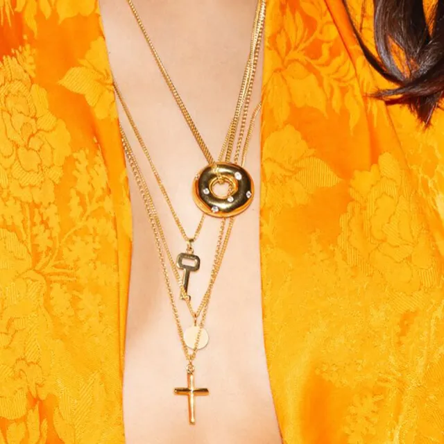 【CINCO】葡萄牙精品 Billie necklace 金色十字架項鍊 立體款(925純銀鑲24K金)