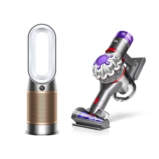 【dyson 戴森】HP09 三合一涼暖清淨機(白金色) + V8 Focus HH15 強勁無線除塵螨機(銀灰色)(1+1超值組)