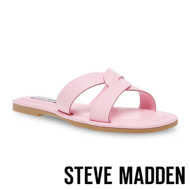 【STEVE MADDEN】PRECISELY 交叉扭結平底拖鞋(粉色)