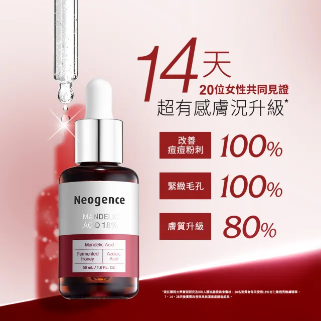 【Neogence 霓淨思】18%杏仁酸透亮煥膚精華30mL-2入