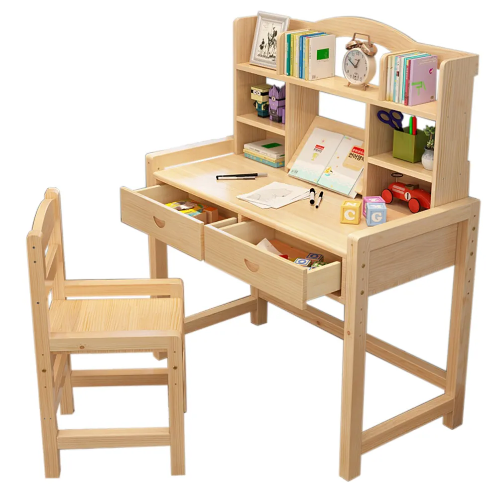 【彬彬小舖】B款實木兒童書桌椅 高品質桌椅高度可升降(學習桌 書櫃 課桌椅 電腦桌 兒童桌)