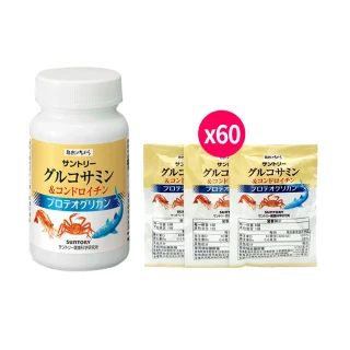 【Suntory 三得利】固力伸 葡萄糖胺+鯊魚軟骨 1罐+60包(共540錠)