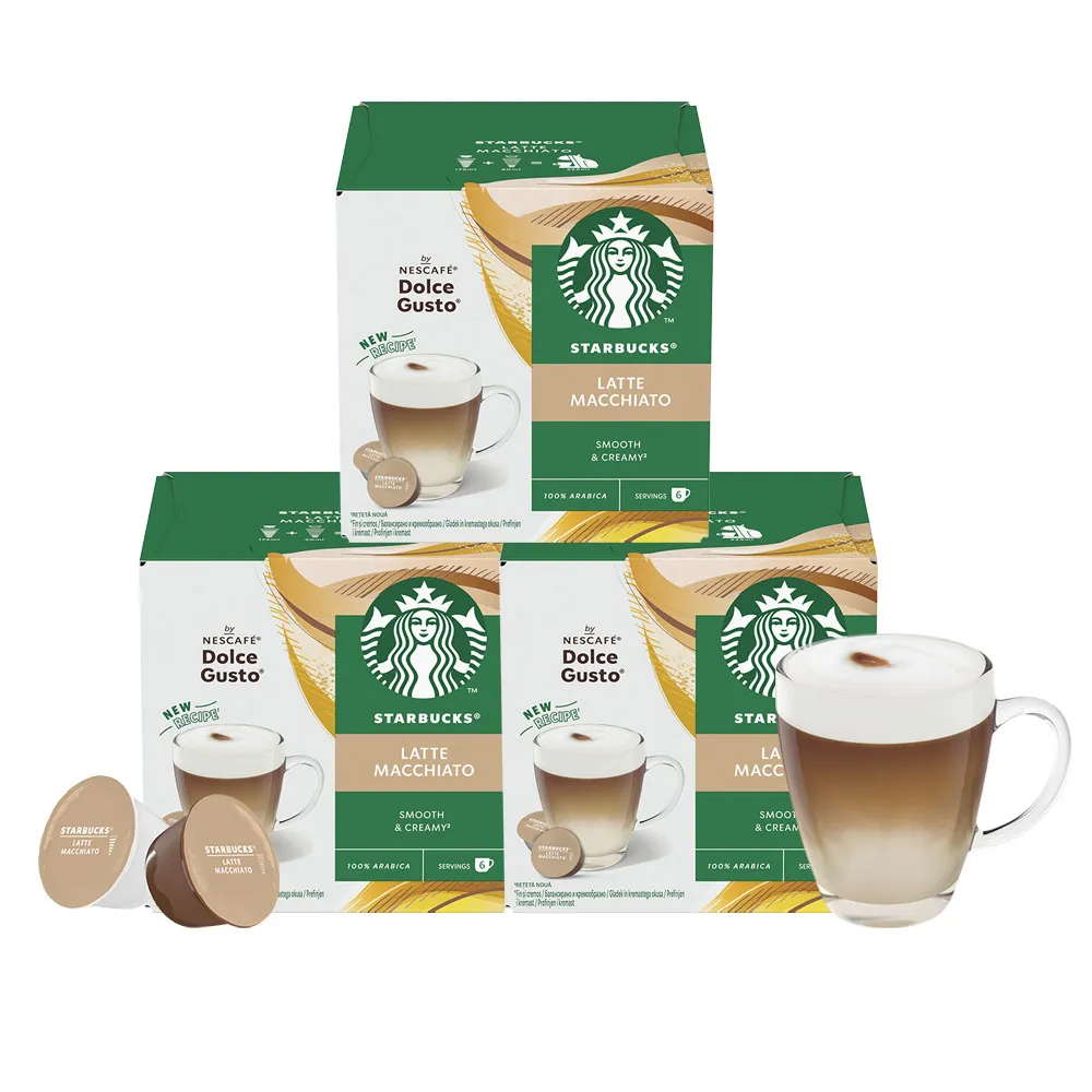 【STARBUCKS 星巴克】拿鐵咖啡膠囊(12顆x3盒)