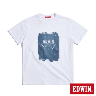 【EDWIN】人氣復刻款 牛仔印花LOGO短袖T恤-男款(白色)