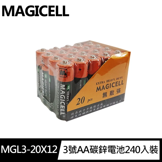 【無敵強MAGICELL】3號AA碳鋅電池240入(R6P錳乾1.5V乾電池 黑錳 一般電池)