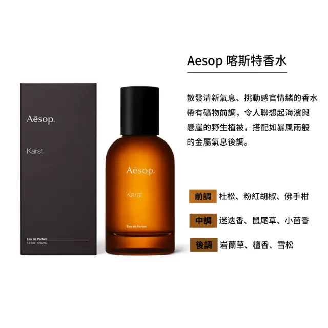 【Aesop】香水50ml 喀斯特/米拉塞蒂/埃雷米亞/艾底希思(多款任選.平行輸入)