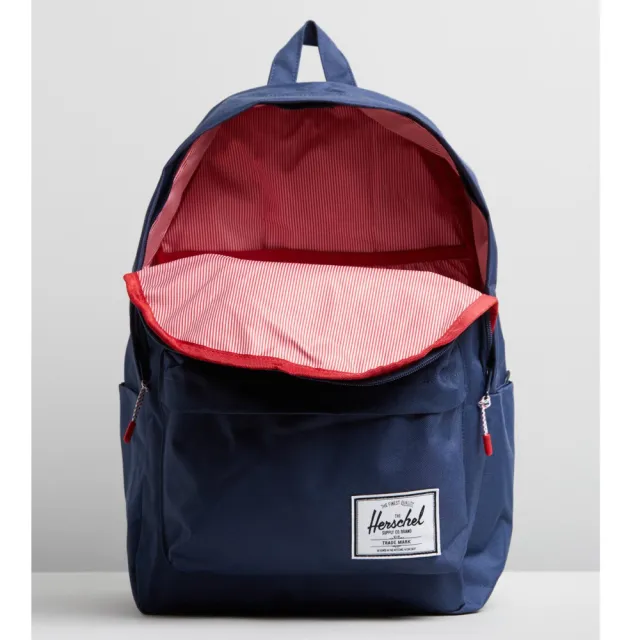 Herschel】Classic XL 特大深藍藍色帆布防潑水尼龍內裡可放水壺大容量