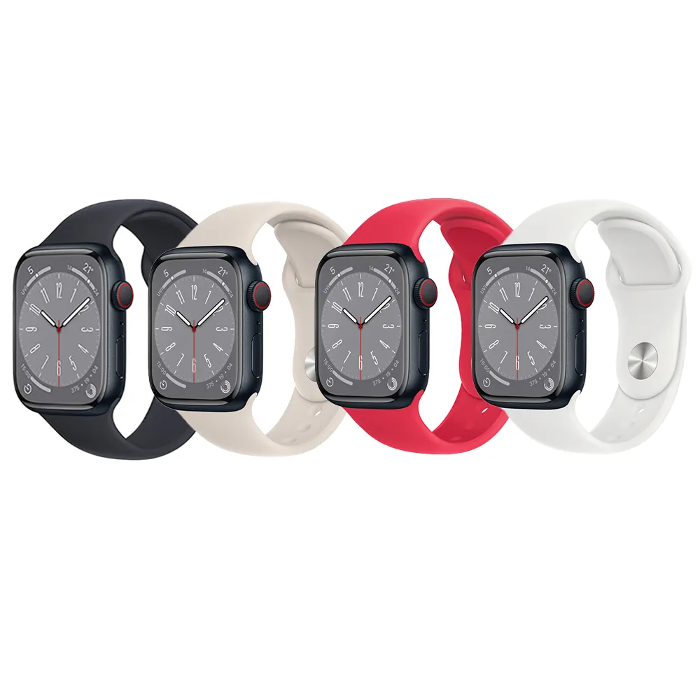 充電全配組【Apple 蘋果】Apple Watch S8 GPS 45mm(鋁金屬錶殼搭配運動型錶帶)