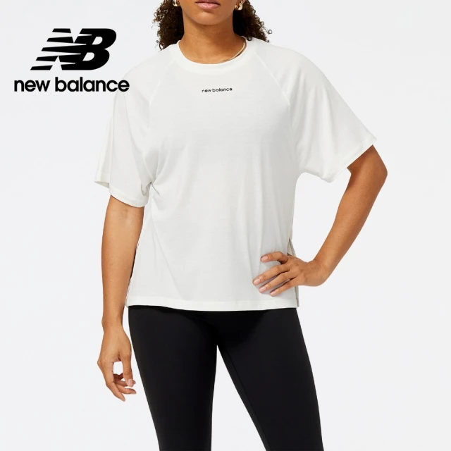 【NEW BALANCE】NB 落肩側開叉短袖上衣_女性_象牙白_WT31103SST(美版 版型偏大)