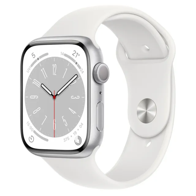 【Apple 蘋果】S 級福利品 Apple Watch S8 GPS 45 公釐鋁金屬錶殼搭配運動錶帶(原廠保固中)