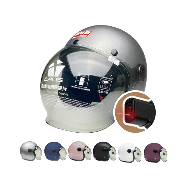 iMini【iMini】iMiniDV X4C 素色復古帽附泡泡鏡片 內建式安全帽行車記錄器(1080P 夜拍清晰 智能感應 防水防塵)