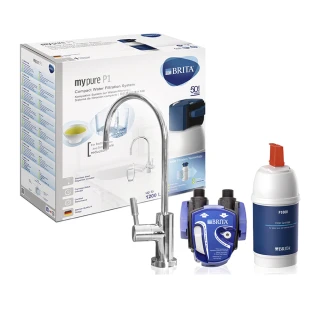 【德國BRITA】mypure P1硬水軟化櫥下型濾水系統_內含1芯(國家標準可生飲 前置+除水垢+生飲一支滿足)