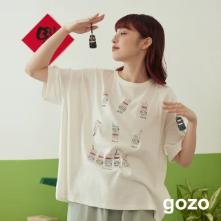 【gozo】如何喝養樂多趣味oversizeT恤(兩色)
