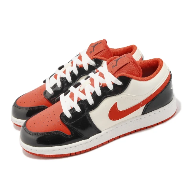 【NIKE 耐吉】休閒鞋 Air Jordan 1 Low SE GS 女鞋 大童鞋 橘 黑 萬聖節 漆皮 AJ1(DV1335-800)