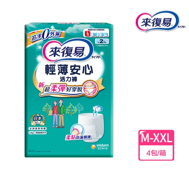 【來復易】輕薄安心活力褲M-XL 4包/箱(成人紙尿褲)