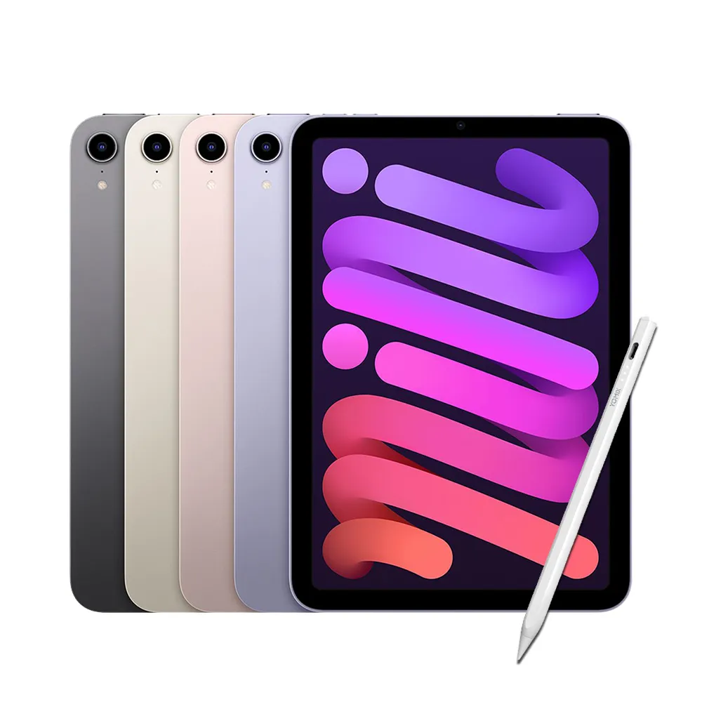 磁力吸附觸控筆(A02)組【Apple 蘋果】2021 iPad mini 6 平板電腦(8.3吋/5G/64G)