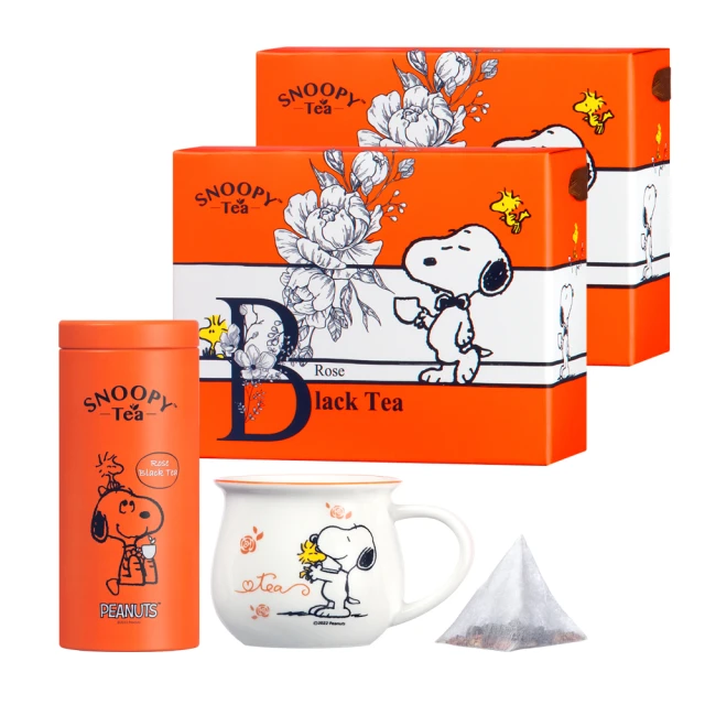 【SNOOPY TEA】史努比茶杯茶葉禮盒2入(玫瑰紅茶)