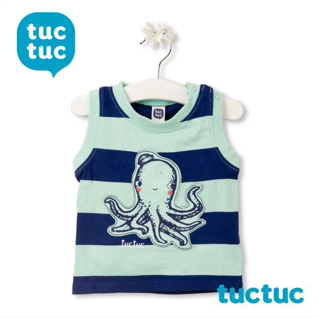 【tuc tuc】男童 綠藍條章魚背心 12M-6A KK4616(tuctuc baby 上衣)