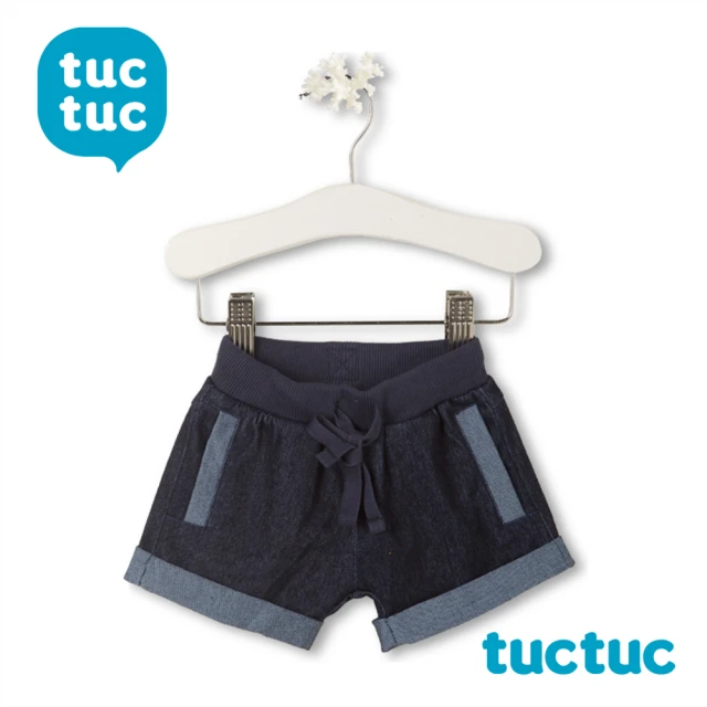 【tuc tuc】男童 深淺藍反摺牛仔短褲 12M-6A KK7606(tuctuc baby 短褲)