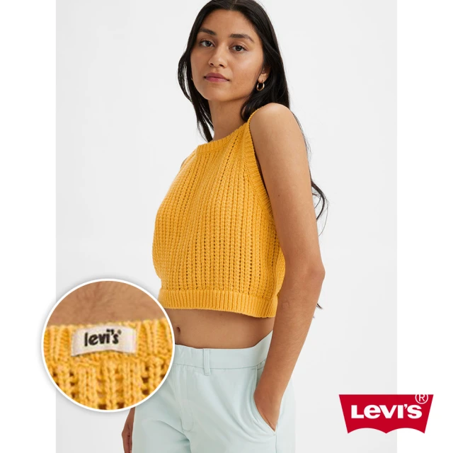 【LEVIS】女款 無袖短版針織背心 / 修身版型 琥珀黃 人氣新品