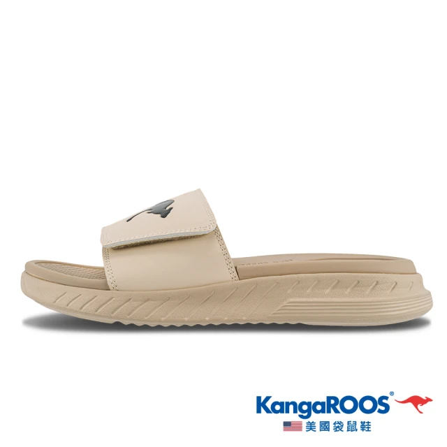 【KangaROOS】女 HYPER SLIDE 厚底 增高 Q彈避震 舒適涼拖鞋(奶茶-KW31921)