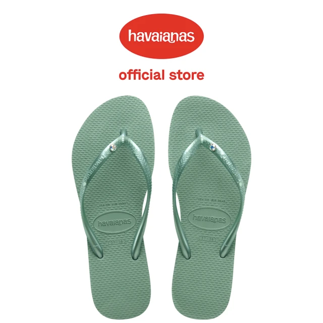 【havaianas 哈瓦仕】拖鞋 女鞋 夾腳拖 水鑽 Slim Crystal SW II 綠色 4145651-1809W(哈瓦士)