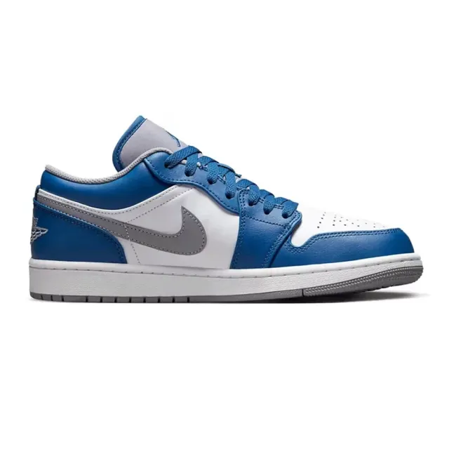 【NIKE 耐吉】NIKE Air Jordan 1 Low True Blue 真藍 藍白灰 AJ1 低筒 經典 男鞋 休閒鞋(553558-412)