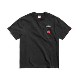 【EDWIN】寬版厚磅刺繡LOGO短袖T恤-男款(黑色)