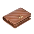 【GUCCI 古馳】Marmont 2.0斜紋雙G復古LOGO拉鍊全皮小短夾(焦糖色)