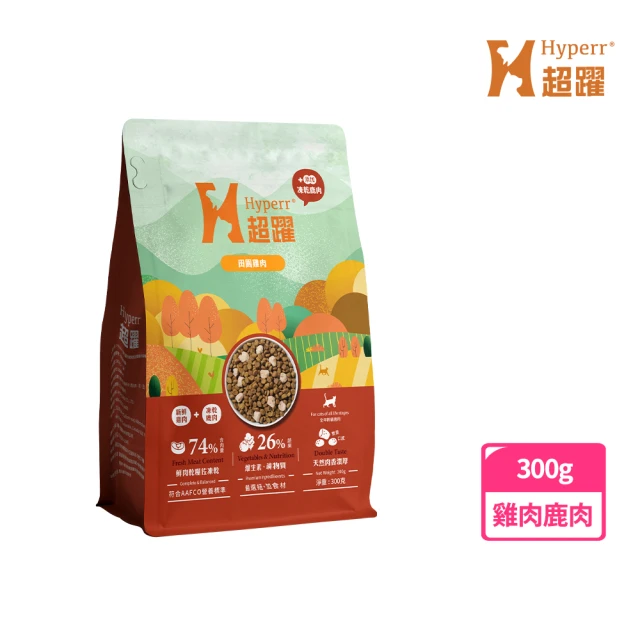 【Hyperr 超躍】雞肉鹿肉300g 貓咪 無穀飼料+凍乾(貓飼料 貓糧 高肉量 照顧關節)